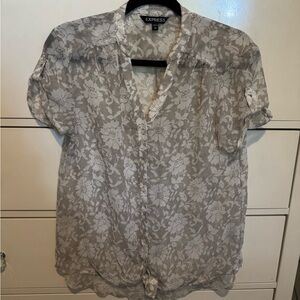 Express Beige Floral Blouse